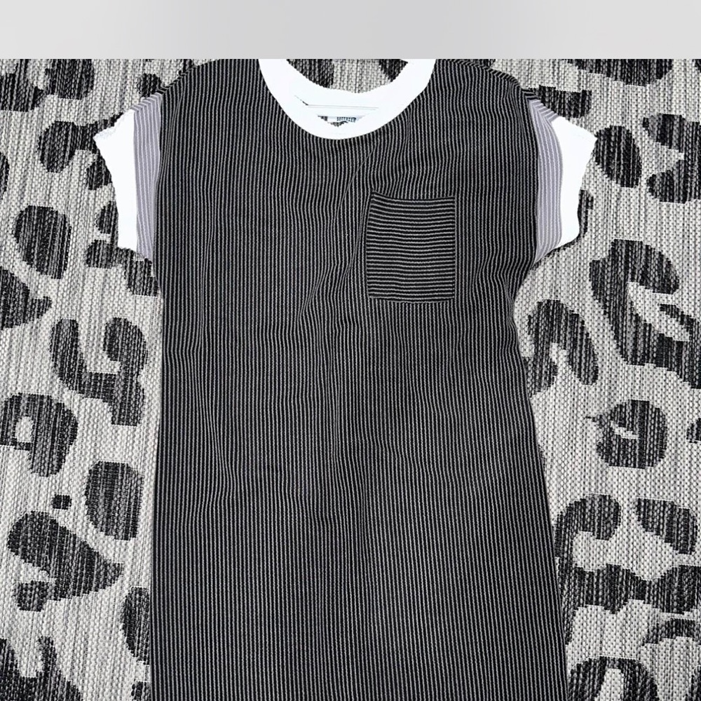 Boutique 9 Black and White Striped Midi Dress NEW textured small